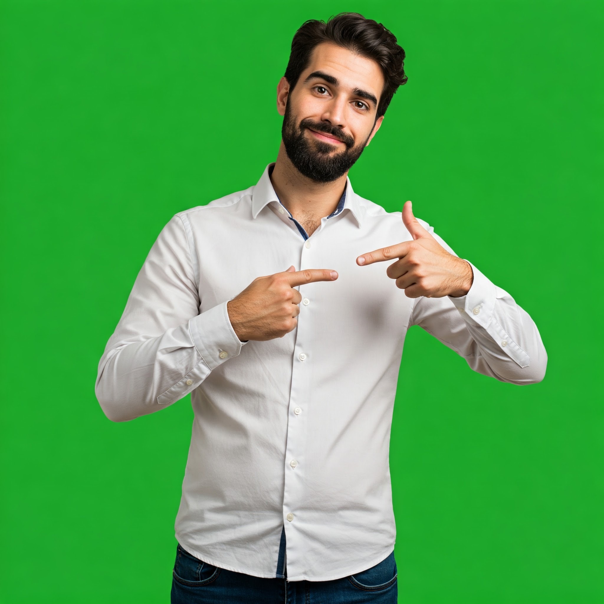 photo of Young Man Pointing at Himself on Green Screen